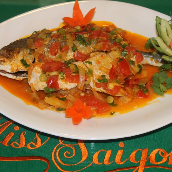 Order 58. Deep Fried Pompano with Tomato Sauce food online from Miss Saigon store, Oakland on bringmethat.com