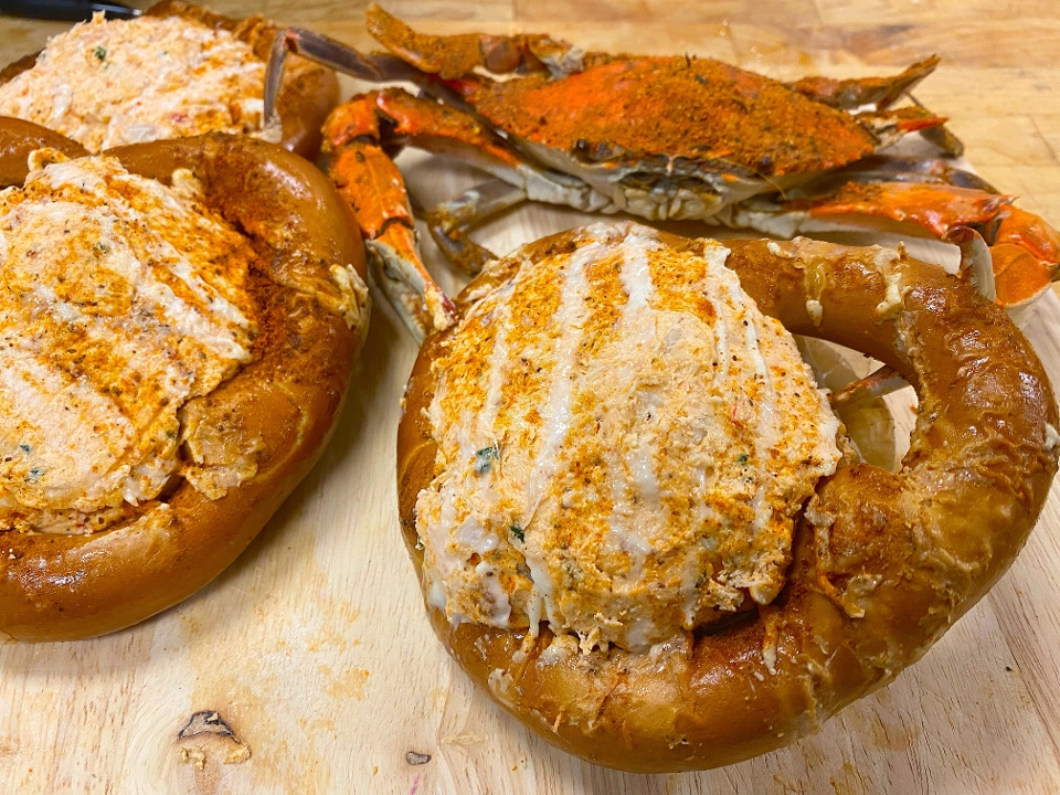 Order Crab Stuffed Pretzel food online from Captain’s Curbside Seafood store, Trappe on bringmethat.com