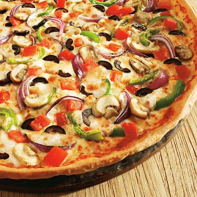 Order Vegetarian Pizza - Medium 12'' (Round) food online from Golden Pizzeria store, Norfolk on bringmethat.com