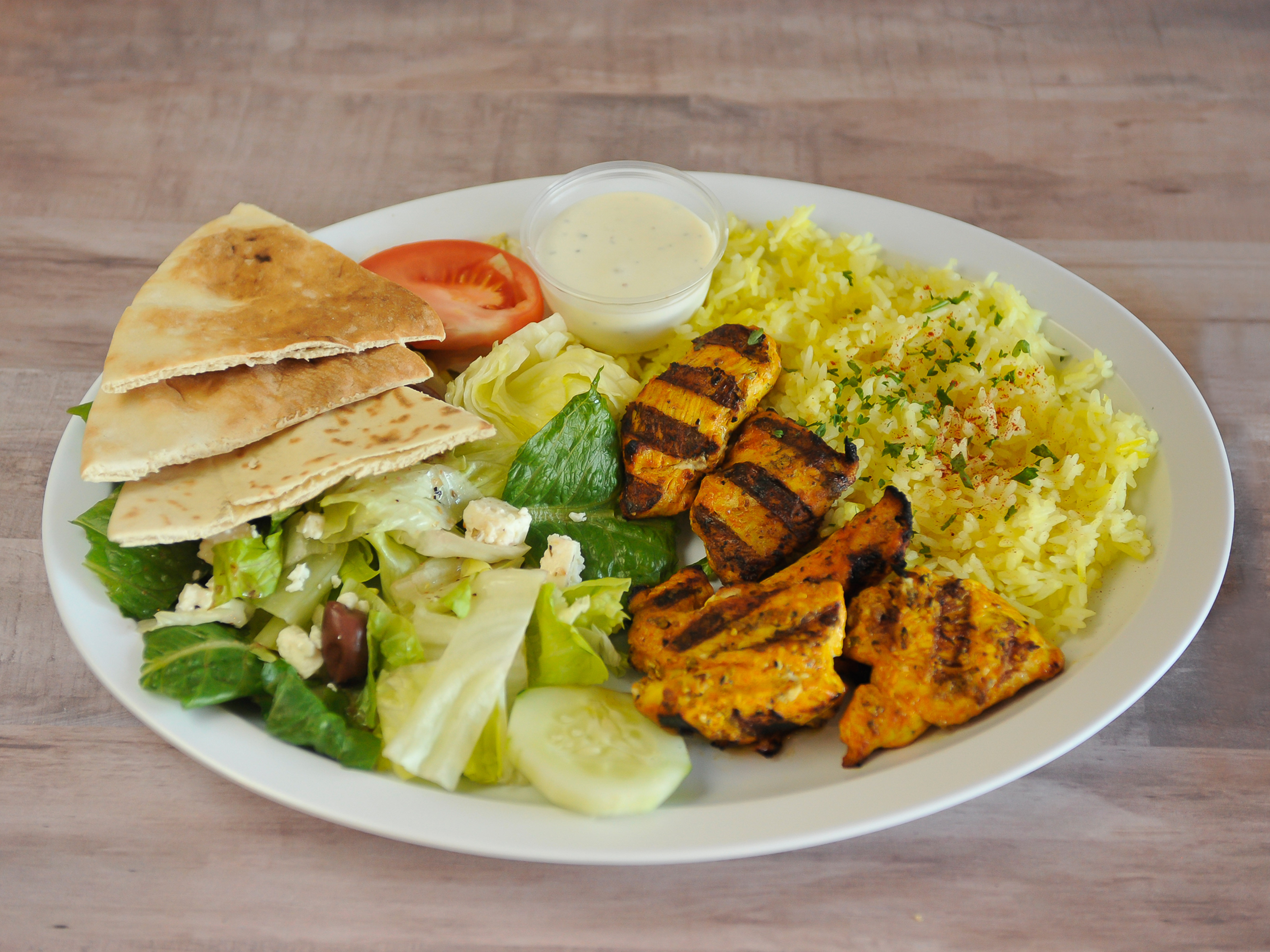 Order Chicken Kabob Platter food online from Sinbad Mediterranean Grill store, Marietta on bringmethat.com