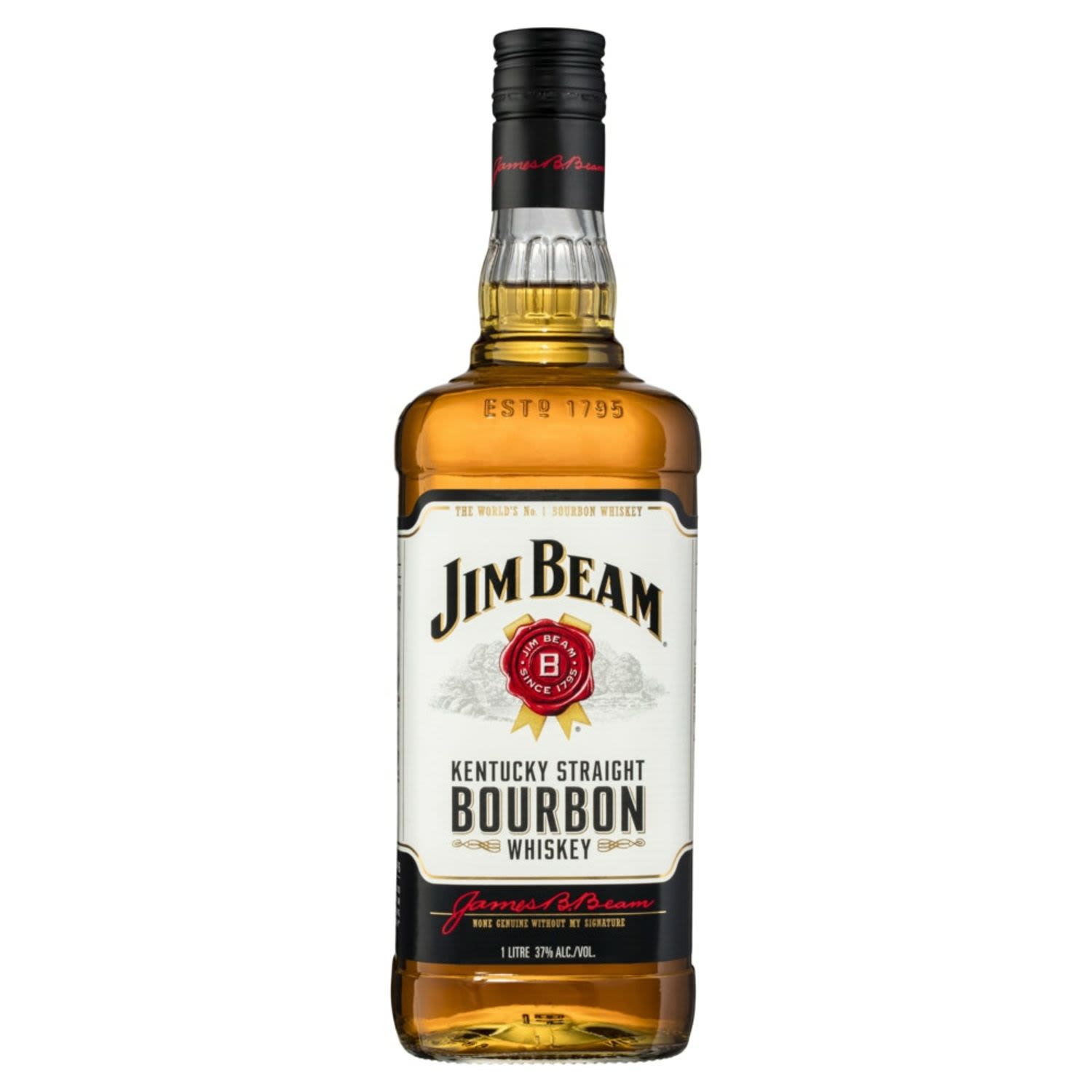 Order Jim Beam  Kentucky Straight Bourbon Whiskey, 1 L  food online from Solis Liquor Corporation store, Brooklyn on bringmethat.com