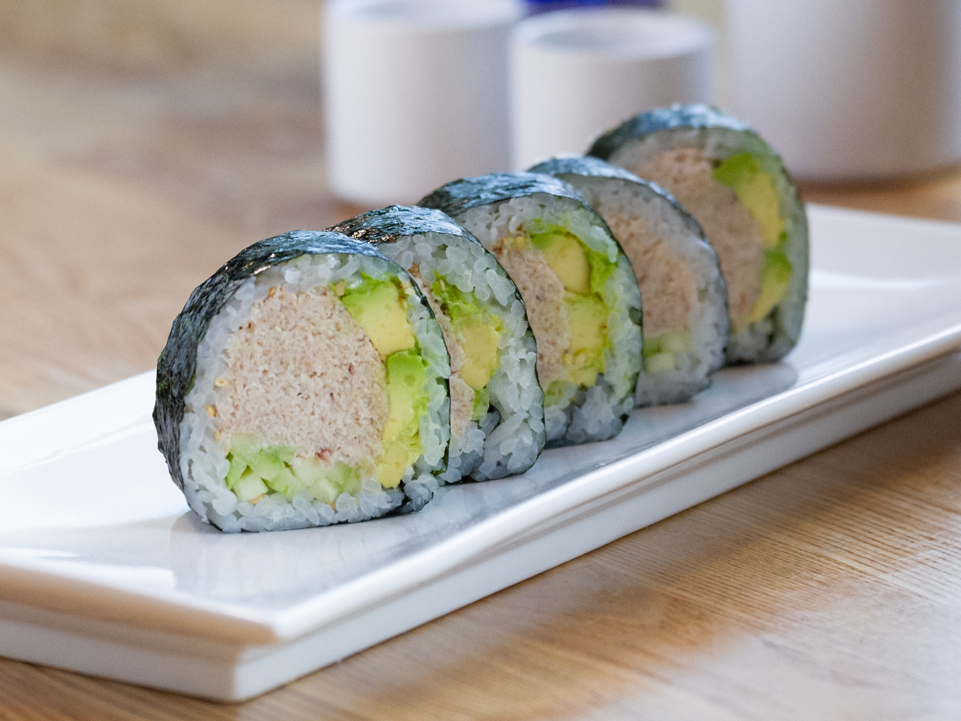 Order Blue Crab California Roll (Real Crab, 5 Larger Pieces)  food online from Roll Call store, Los Angeles on bringmethat.com