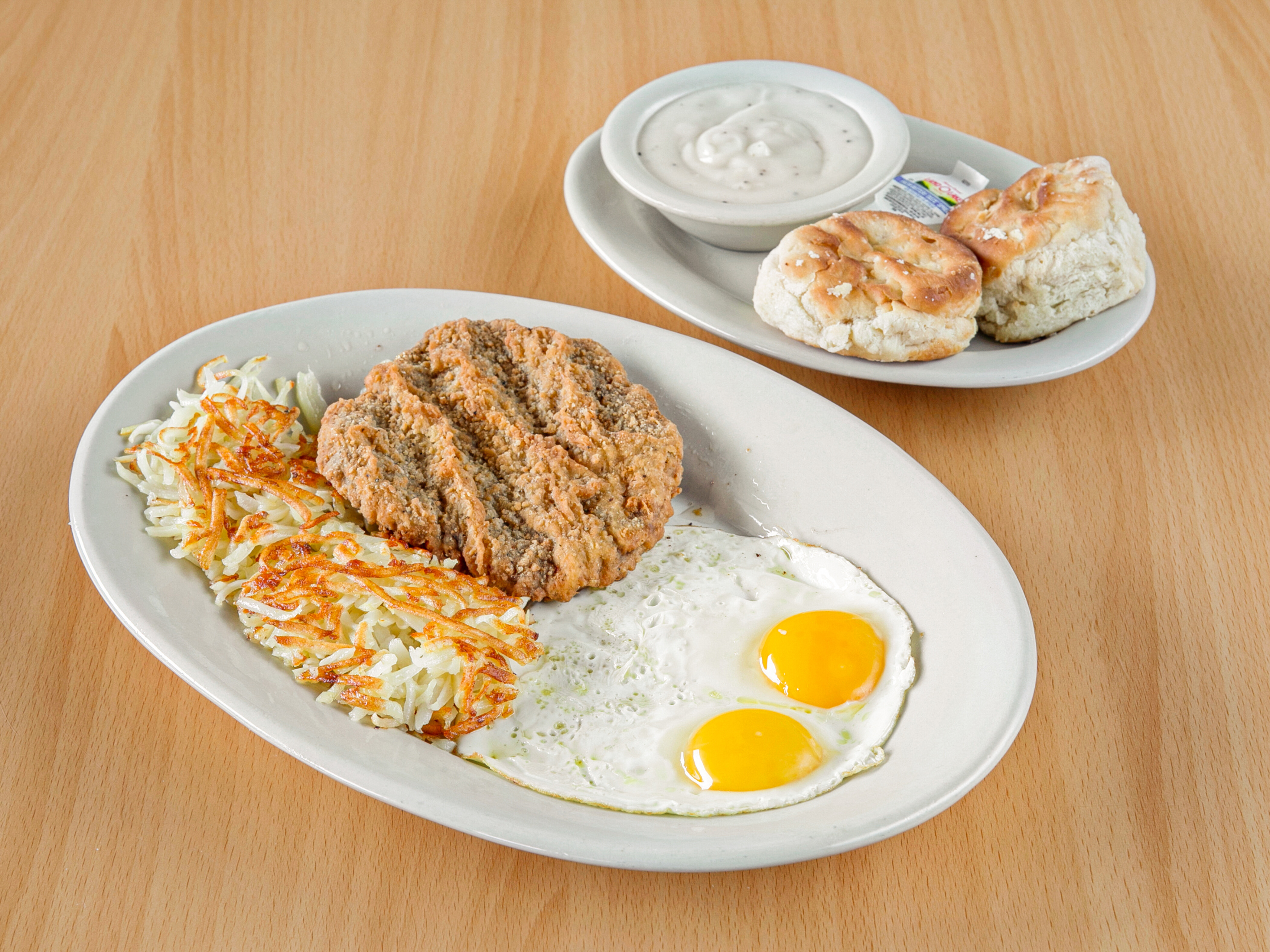 Order Chicken Fried Steak and Eggs food online from Pj Cafe store, Irving on bringmethat.com