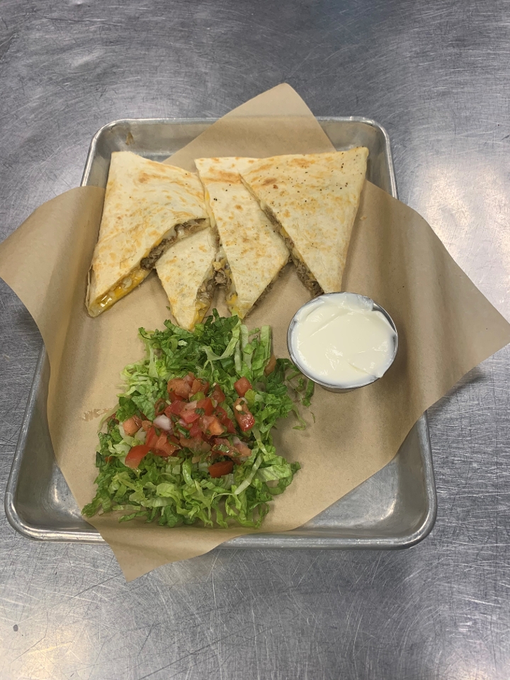 Order Green Chili Pork Quesadilla food online from Four Peaks Brewing Company store, Tempe on bringmethat.com