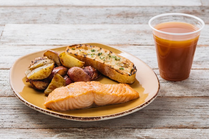 Order Kids Sustainable Grilled Salmon Plate food online from Urban Chicken store, Manhattan Beach on bringmethat.com