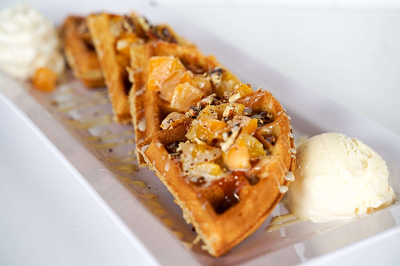Order Peach and Caramel food online from Waffletto More Than Waffles store, Goodyear on bringmethat.com