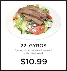 Order 22. Gyros food online from Mystic Grill store, La Mesa on bringmethat.com