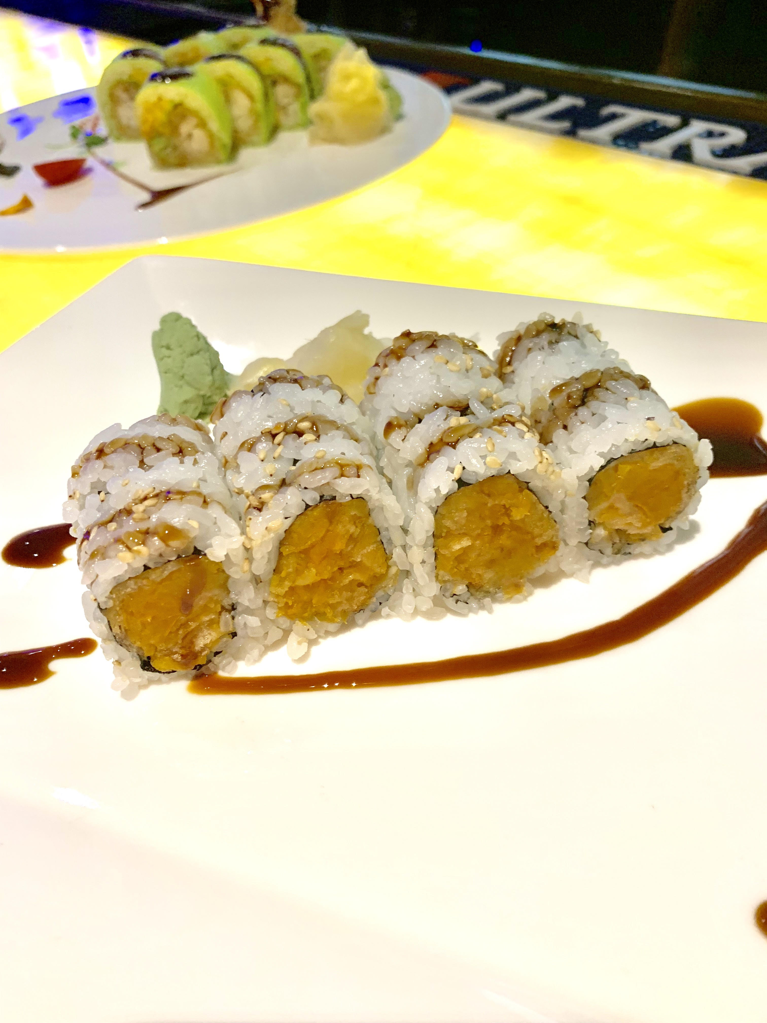 Order Sweet Potato Tempura Roll food online from Kabuto Sushi, Hibachi & Lounge store, East norriton on bringmethat.com
