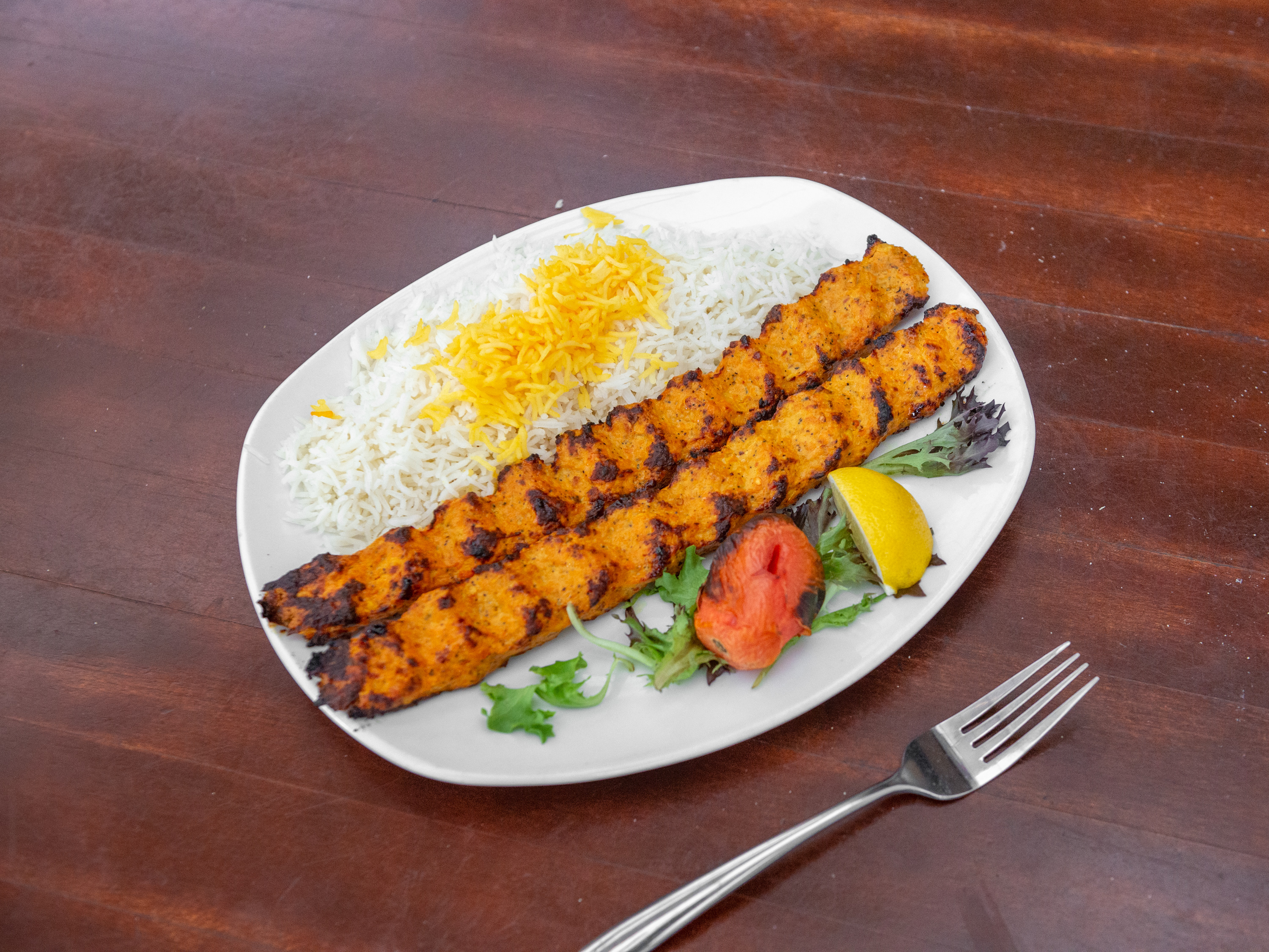 Order Chicken Koobideh Kabob Dinner food online from Sufis: A Taste Of Persia store, Atlanta on bringmethat.com