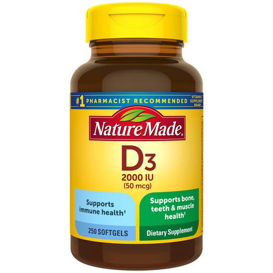 Order Nature Made Vitamin D3 Softgels 2000 IU 50 mcg (250 ct) food online from Rite Aid store, Palm Desert on bringmethat.com