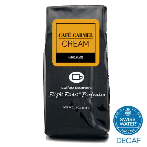Order 12oz Whole Bean Cafe Carmel Cream Cream Swiss Water Process Flavored Decaf Coffee food online from The Coffee Beanery store, Wyomissing on bringmethat.com