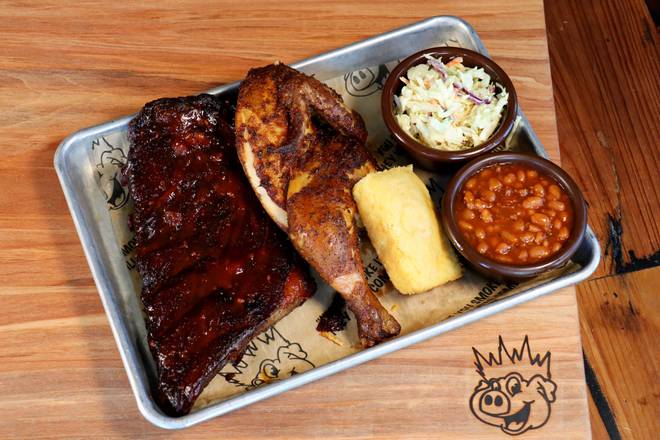 Order Chicken & Rib Combo food online from Bbq King Smokehouse store, Huntley on bringmethat.com