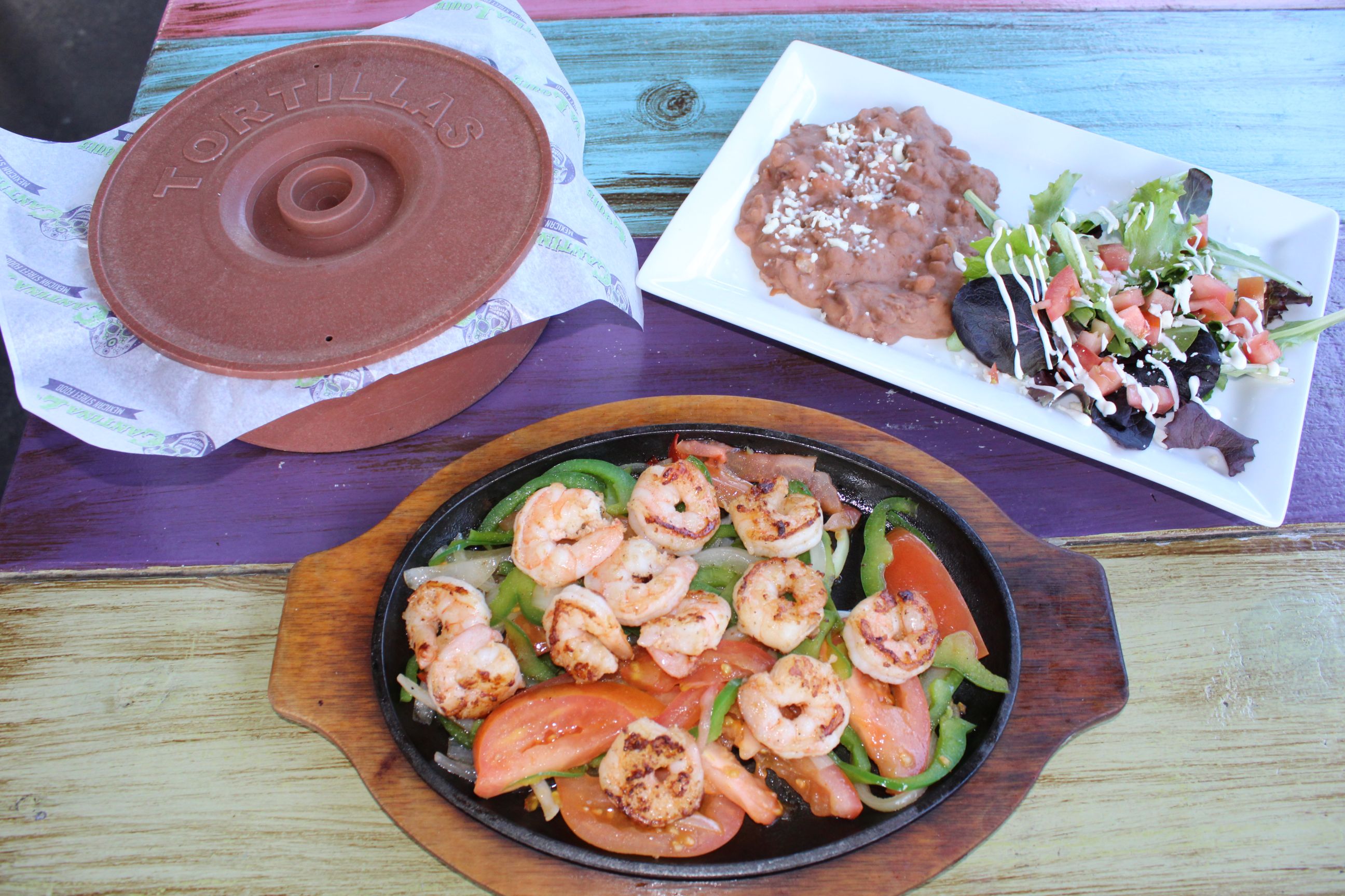 Order Shrimp Fajitas food online from Cantina Louie store, Asheville on bringmethat.com