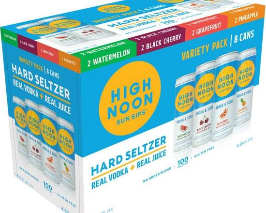 Order High Noon Vodka Hard Seltzer Tropical Limited Edition Variety (8-Pack) Cans food online from Windy City Liquor Market store, El Cajon on bringmethat.com