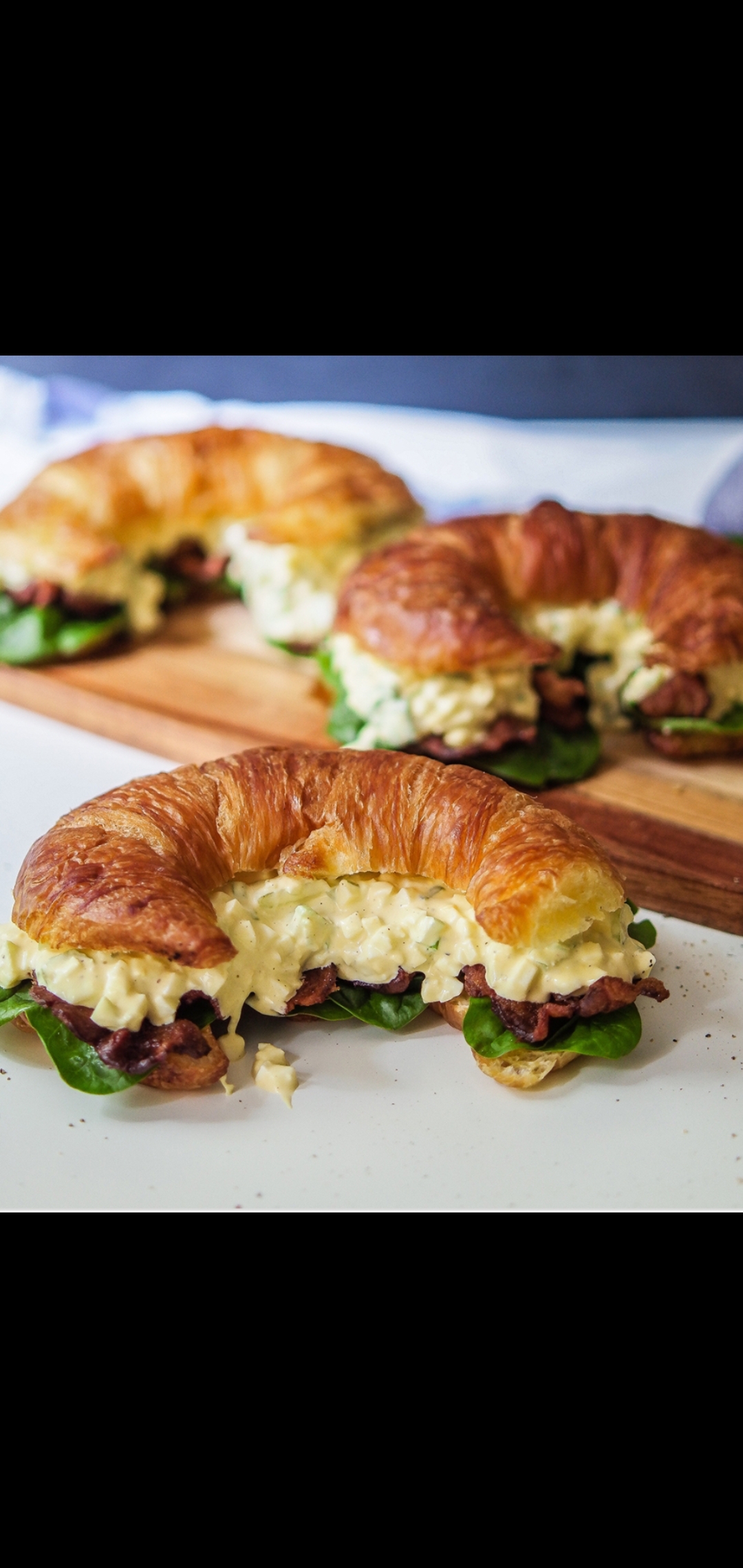 Order Egg Salad With Bacon & Romaine Lettuce Gourmet Croissant Sandwich  food online from American Gourmet Foods Deli store, New York on bringmethat.com