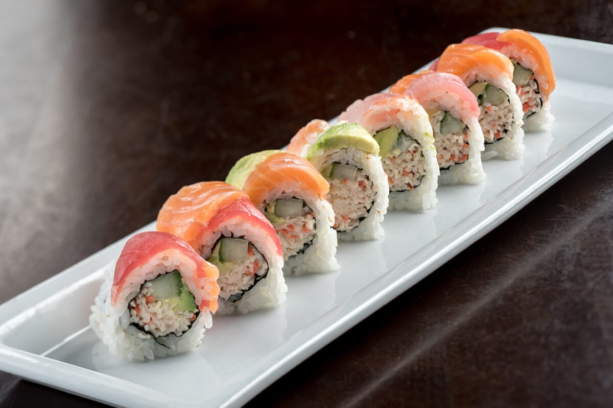 Order RAINBOW ROLL* food online from Ra Sushi store, Las Vegas on bringmethat.com