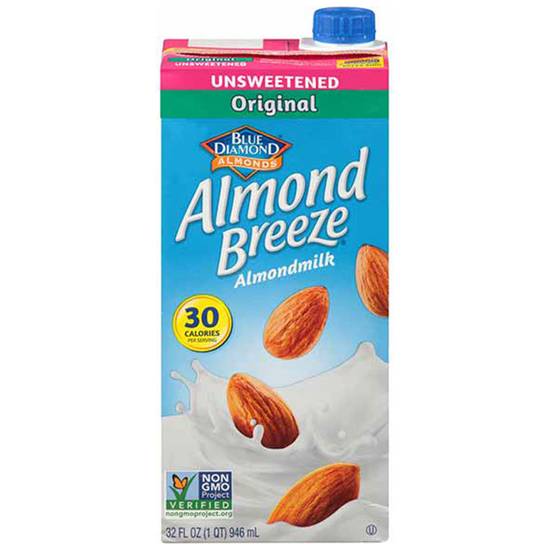 Order Blue Diamond Almond Breeze Unsweetened Original Almond Milk 32oz food online from Everyday Needs By Gopuff store, Providence on bringmethat.com
