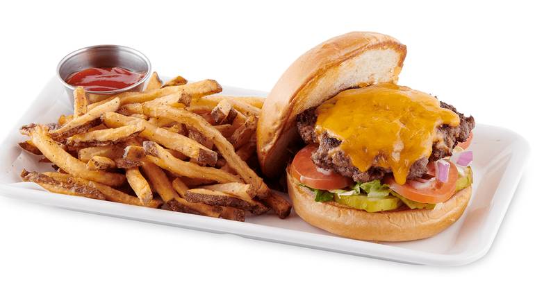 Order Cheeseburger food online from BoomerJack's Grill & Bar store, Denton on bringmethat.com