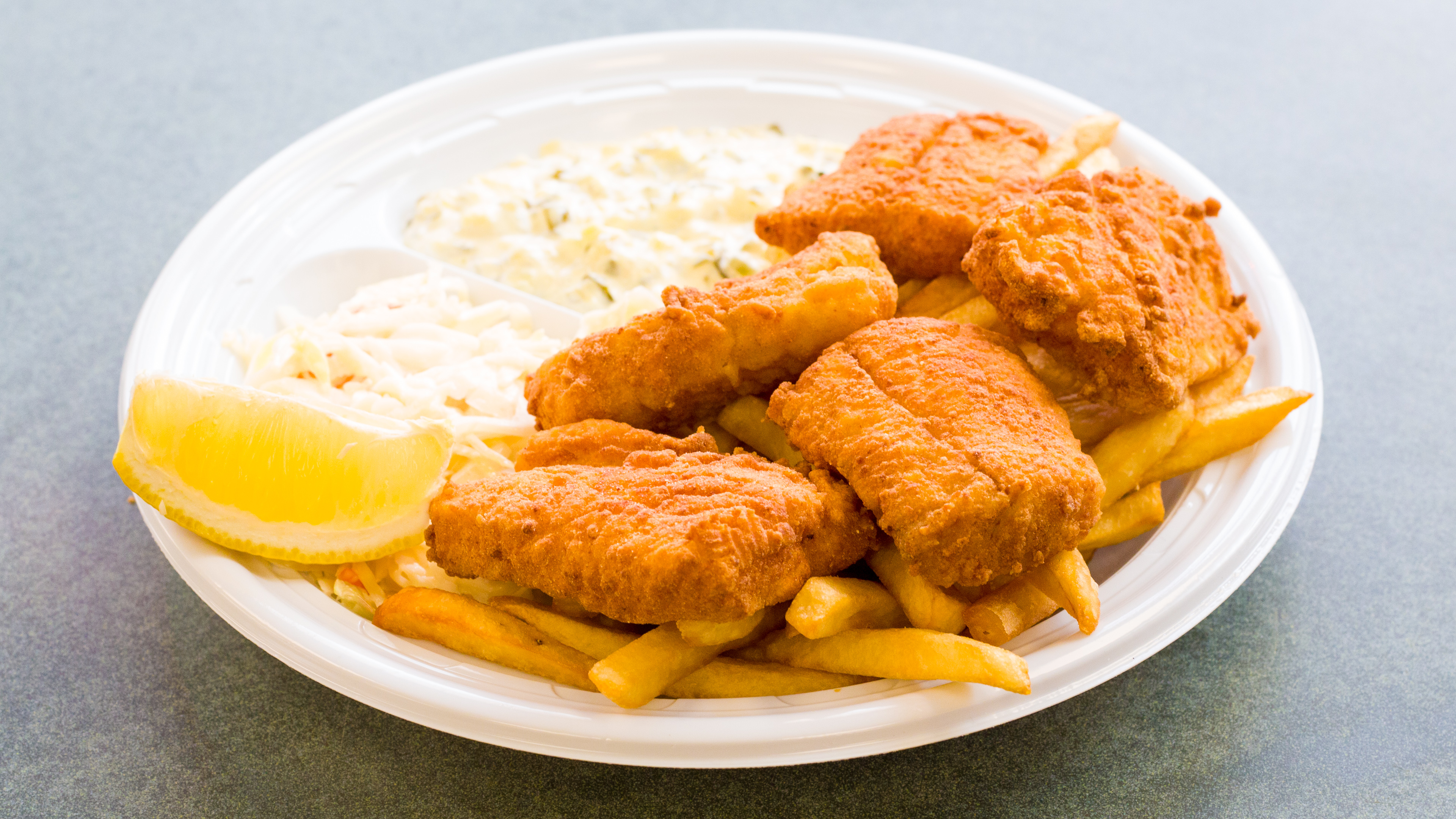 Order Fish and Chips Dinner food online from Time Out Pizza & Grill store, Quincy on bringmethat.com