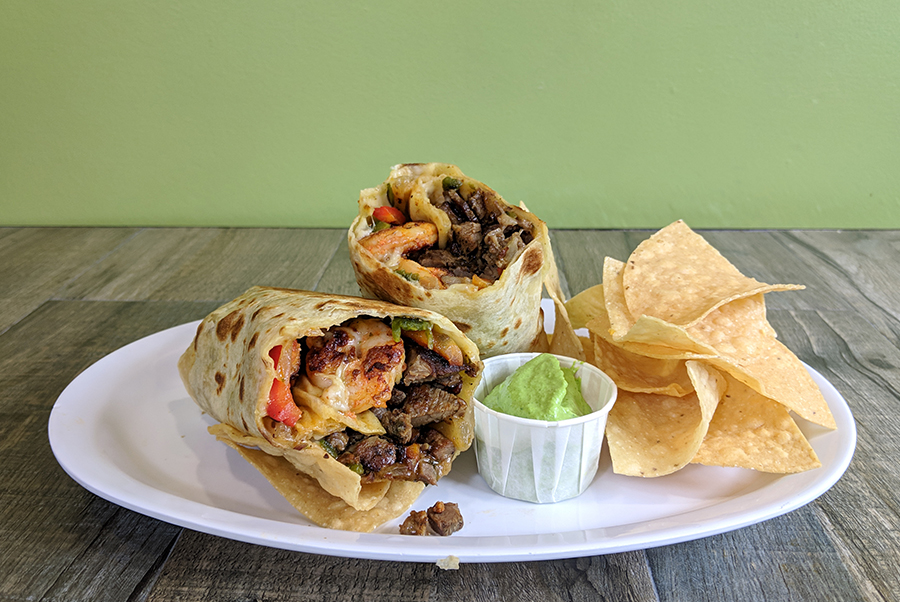 Order Surf n’ Turf Burrito food online from Benny's Tacos store, Los Angeles on bringmethat.com