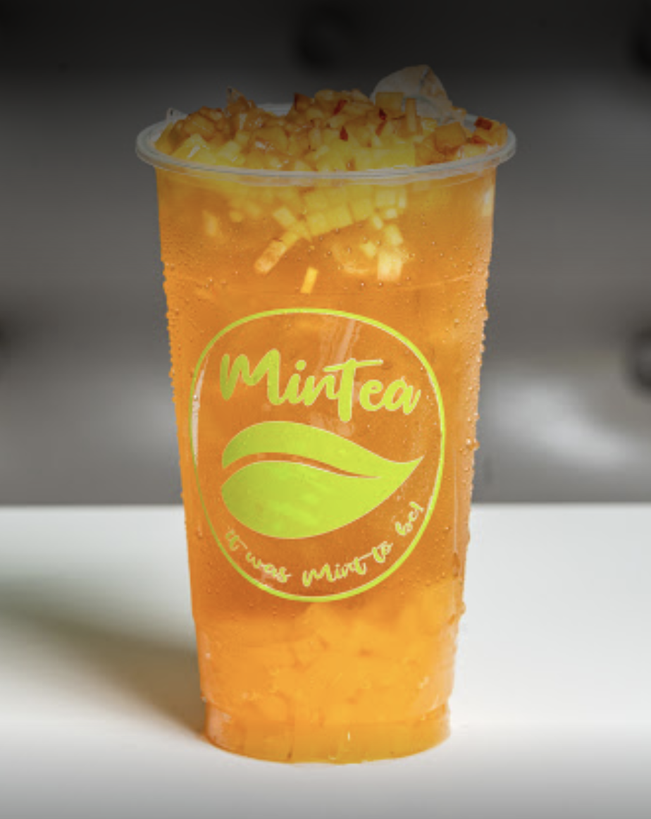 Order Peach Mango Iced Tea food online from Mintea store, Fresno on bringmethat.com