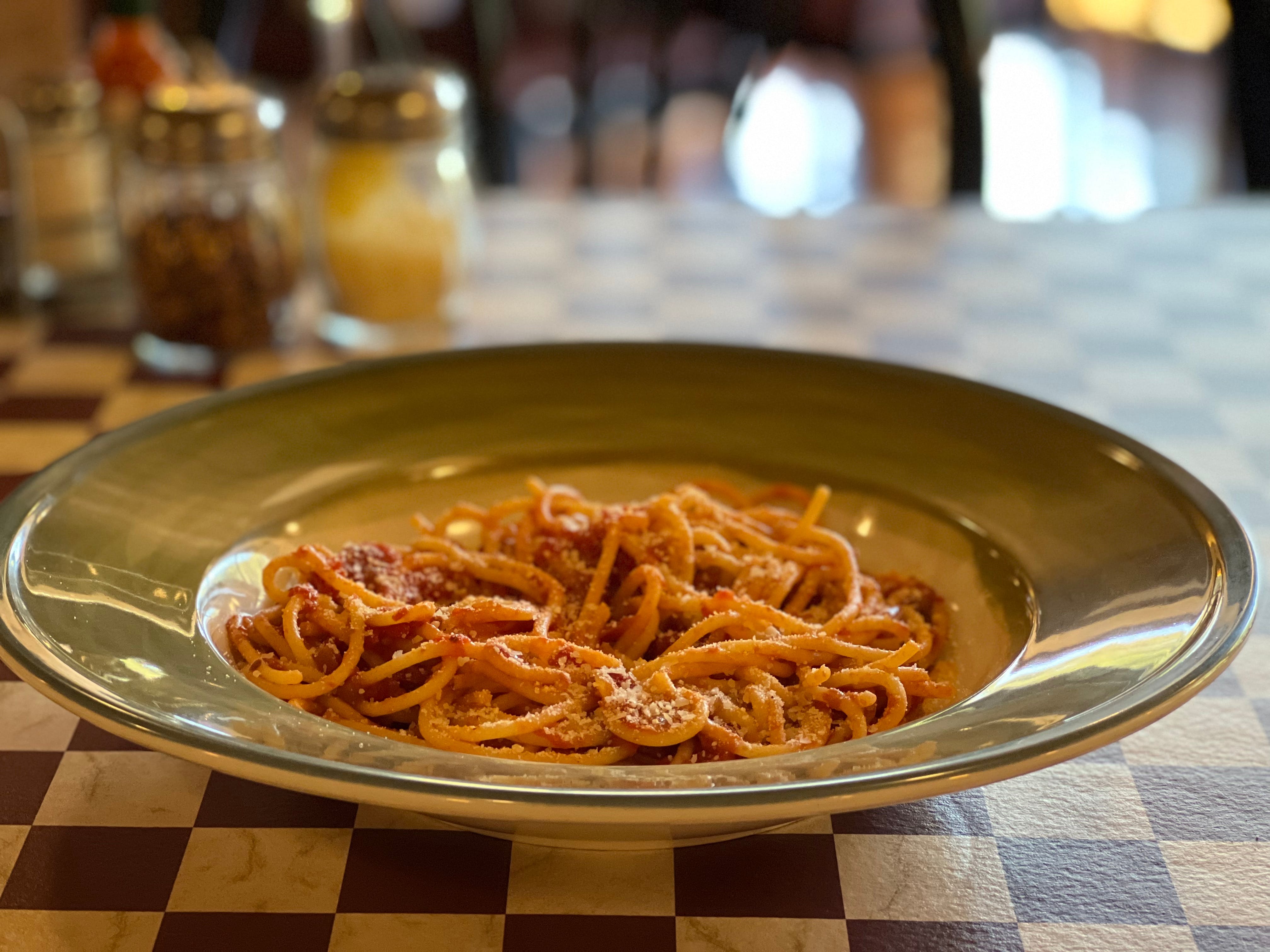 Order Spaghetti with Tomato Sauce - Pasta food online from Village Pizza Restaurant store, Orinda on bringmethat.com