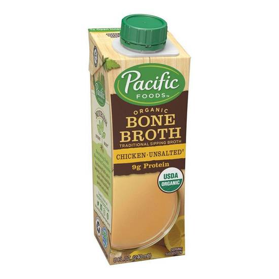 Order Pacific Foods Organic Unsalted Chicken Bone Broth 8oz food online from Everyday Needs by Gopuff store, La Quinta on bringmethat.com