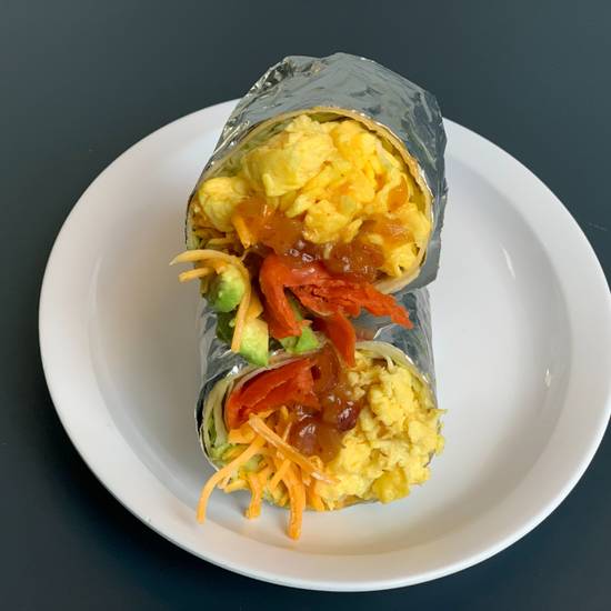 Order Smoked Salmon and Cheddar Breakfast Burrito food online from Crepe Express store, Houston on bringmethat.com