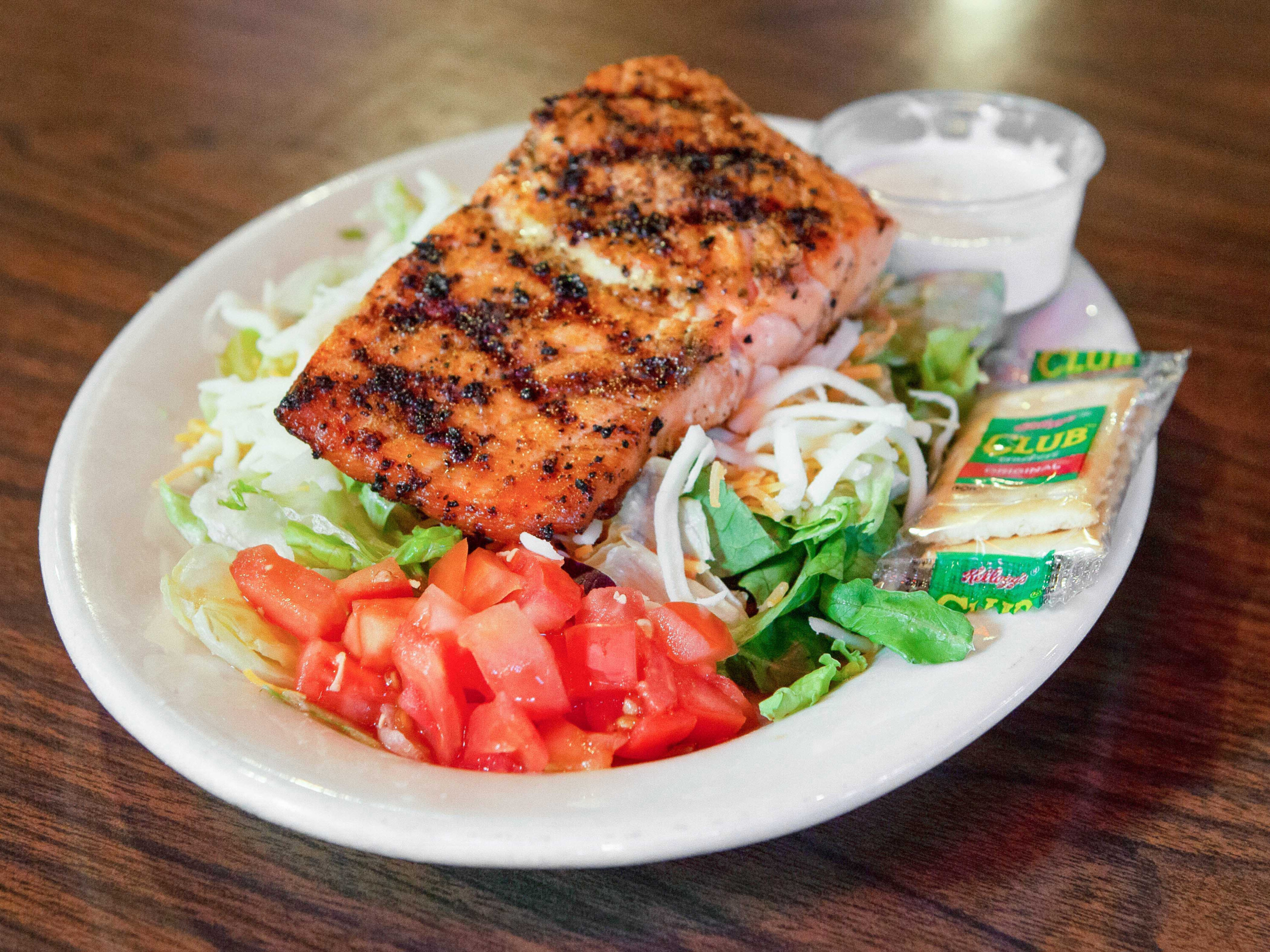 Order Grilled Salmon Salad food online from Patty Pub store, Lincoln on bringmethat.com