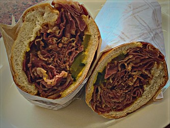 Order Hot Pastrami Sandwich food online from Jim's Burgers #2 store, Wilmington on bringmethat.com