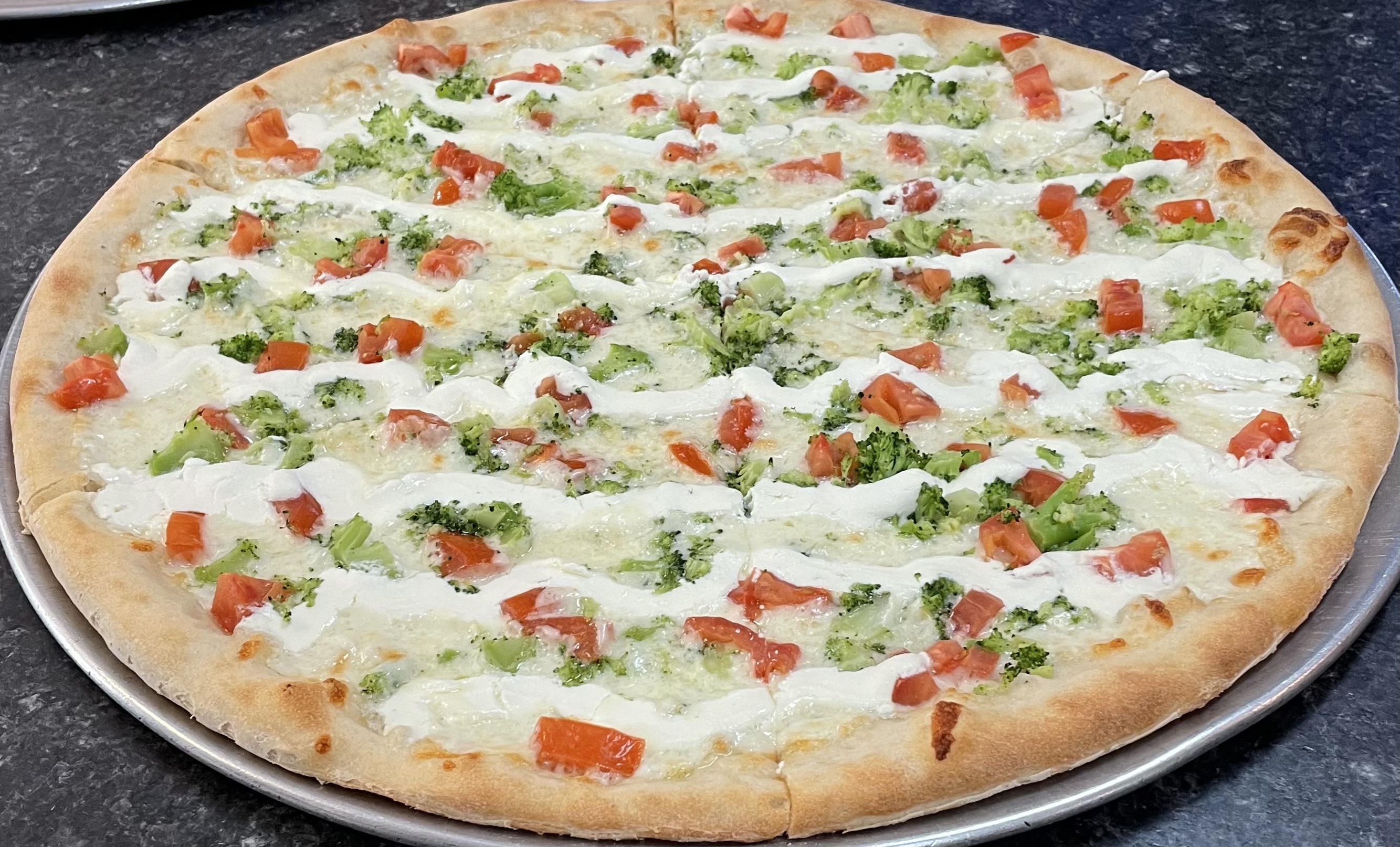 Order White Broccoli  Pizza food online from Prospero Pizza store, New Castle on bringmethat.com