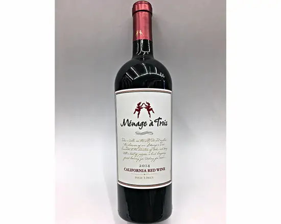 Order Menage A Trois California Red Wine 2017, 750mL wine (13.6% ABV) food online from Ogden Wine & Spirit store, Naperville on bringmethat.com