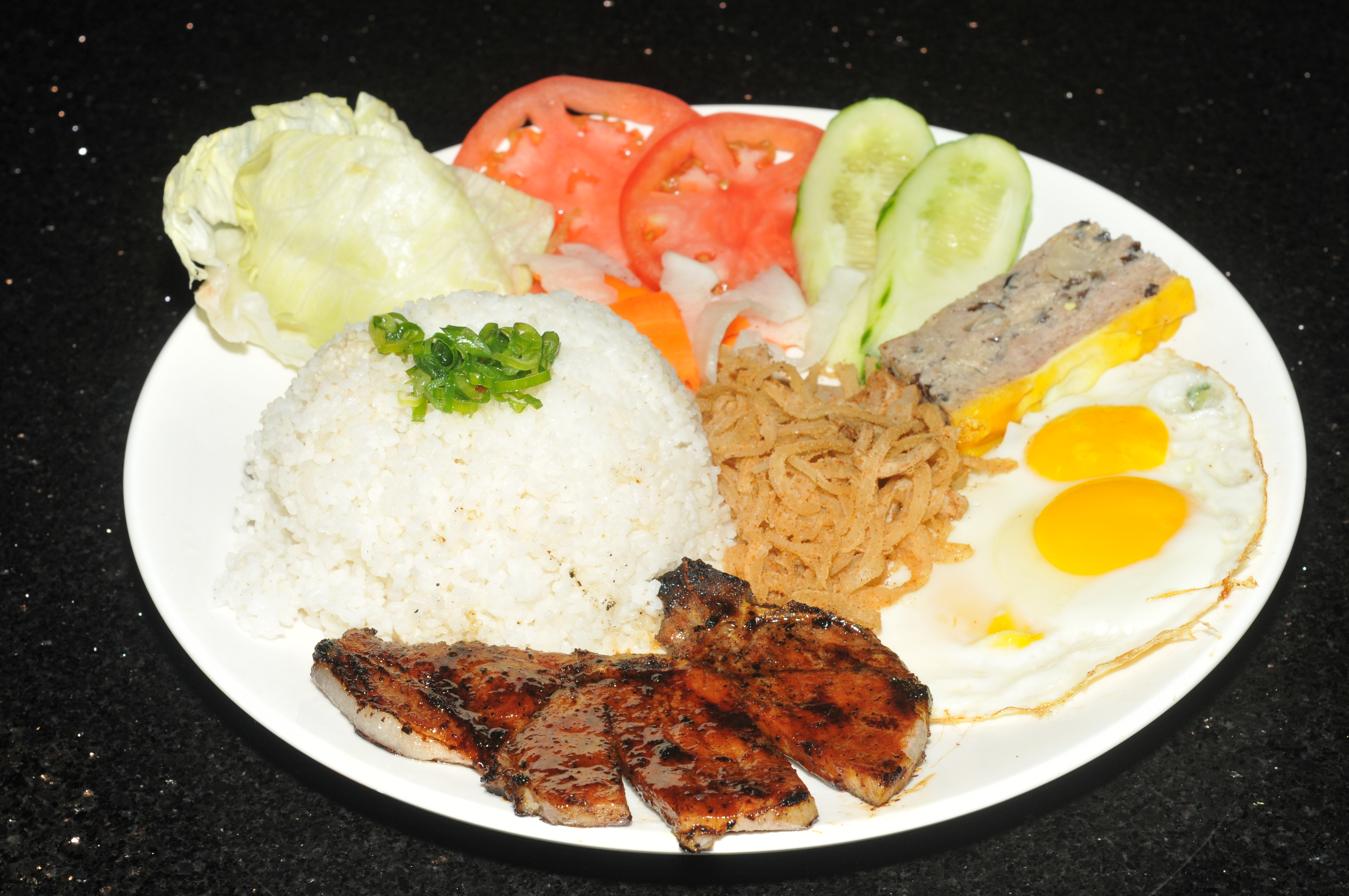 Order 101. Com Suon Nuong Sa/Grilled pork chop with rice food online from Pho Bistro store, Malden on bringmethat.com