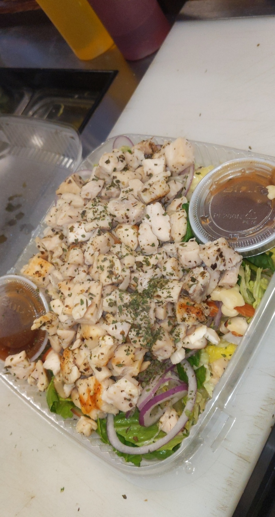 Order Asian sesame chicken salad food online from Super hero sub shop store, Jersey City on bringmethat.com