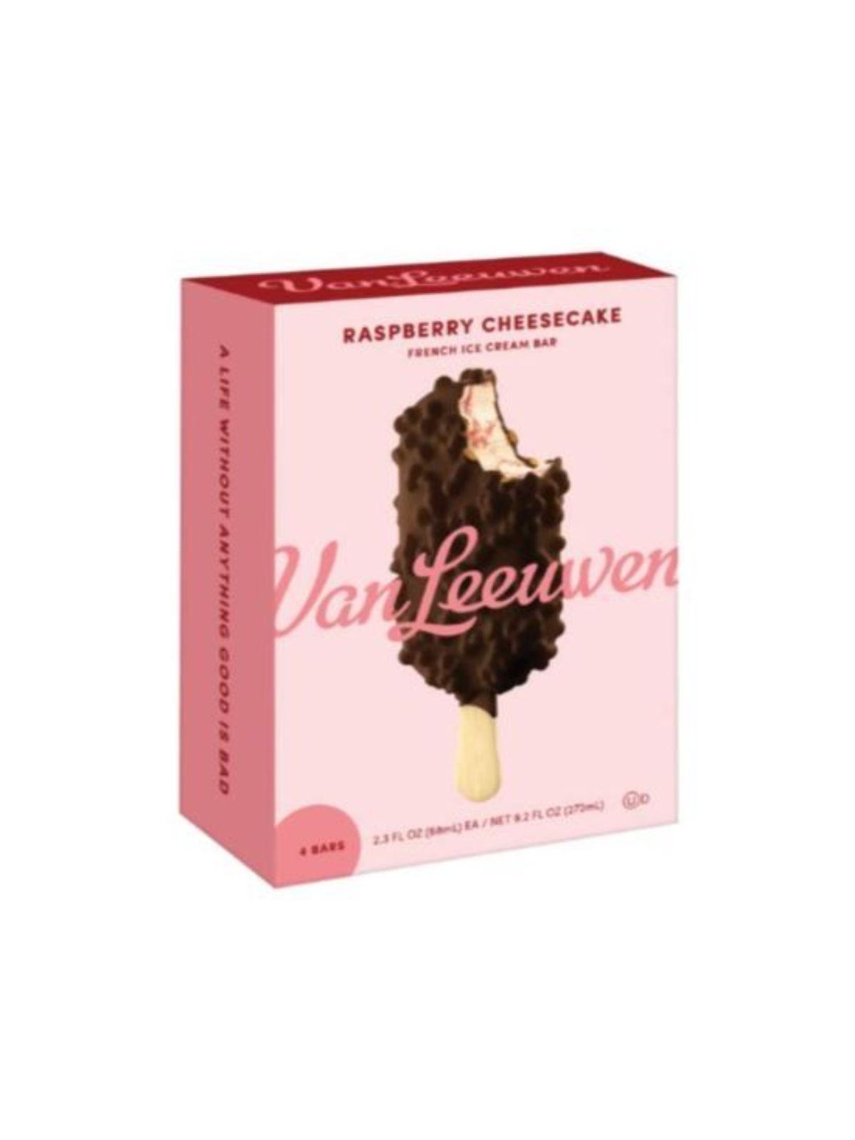 Order Van Leeuwen Raspberry Cheesecake Ice Cream Bar (4 bars) food online from Stock-Up Mart store, Houston on bringmethat.com