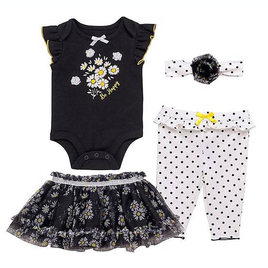 Order Baby Starters® Size 3M 4-Piece 3D Flowers Tutu Set in Black food online from Bed Bath & Beyond store, Lancaster on bringmethat.com