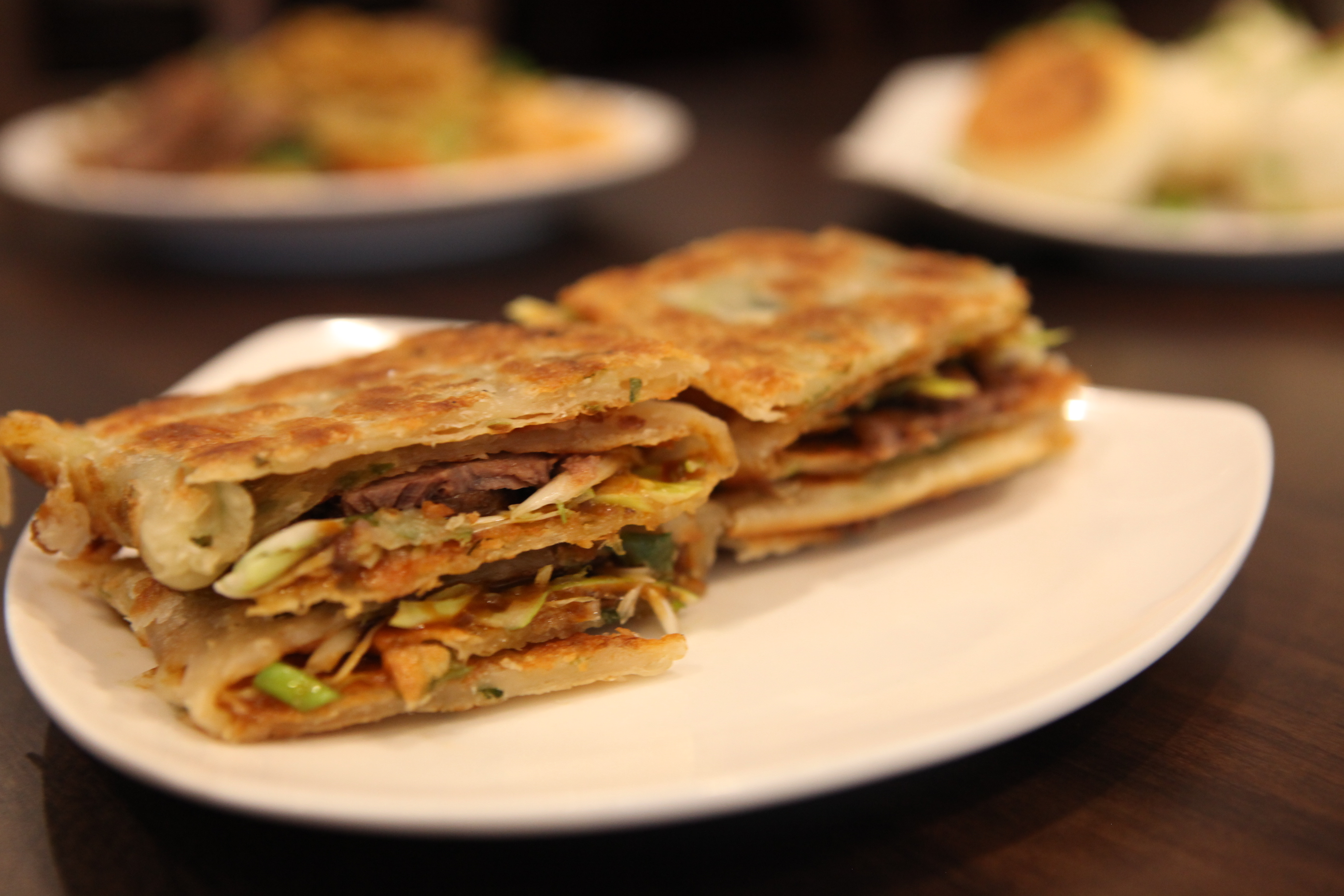 Order Scallion Pancake with Sliced Beef food online from Kung fu little steamed buns ramen store, New York on bringmethat.com