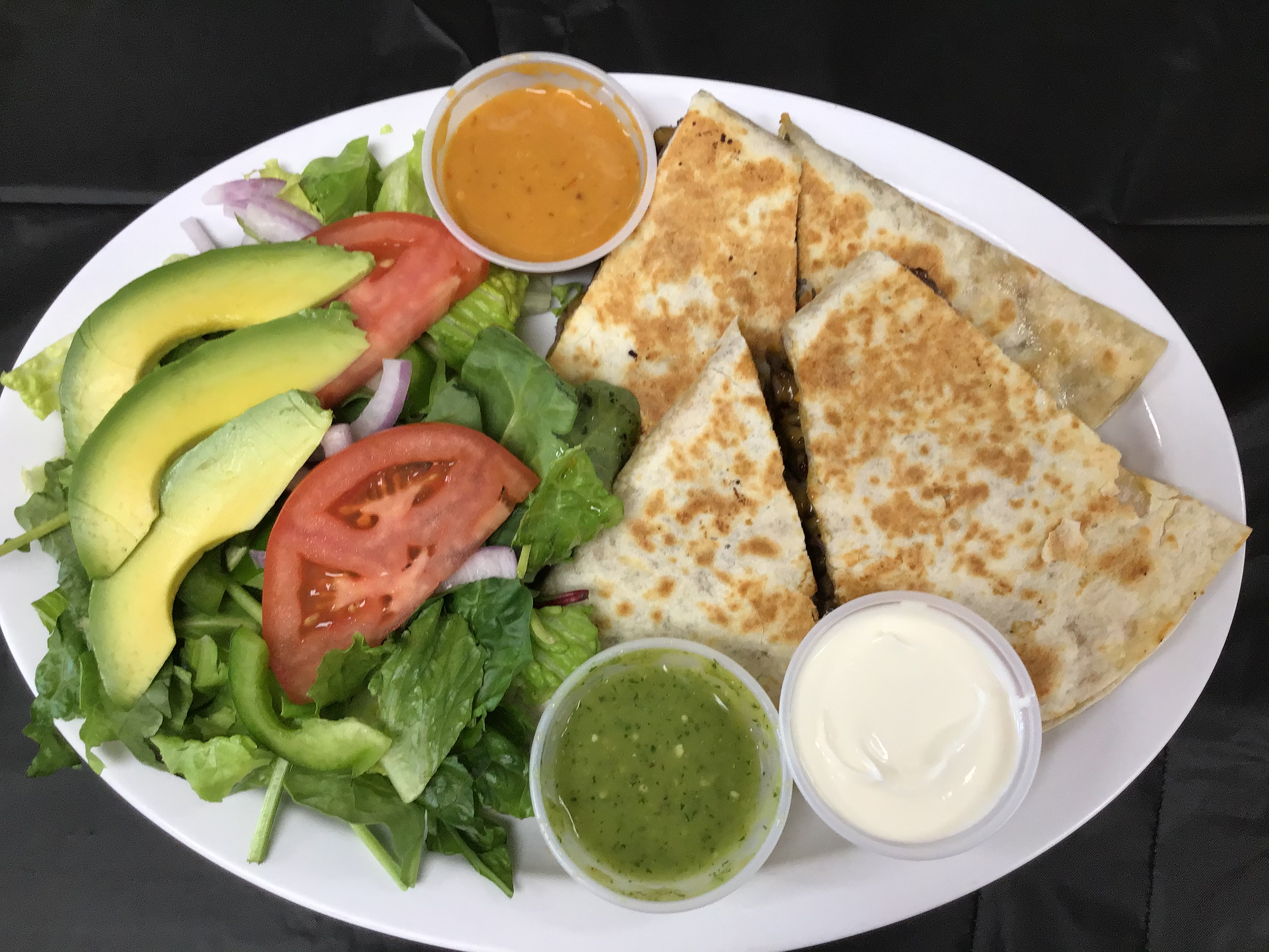 Order Veggie Quesadilla food online from Panchos Pizza store, Milford on bringmethat.com