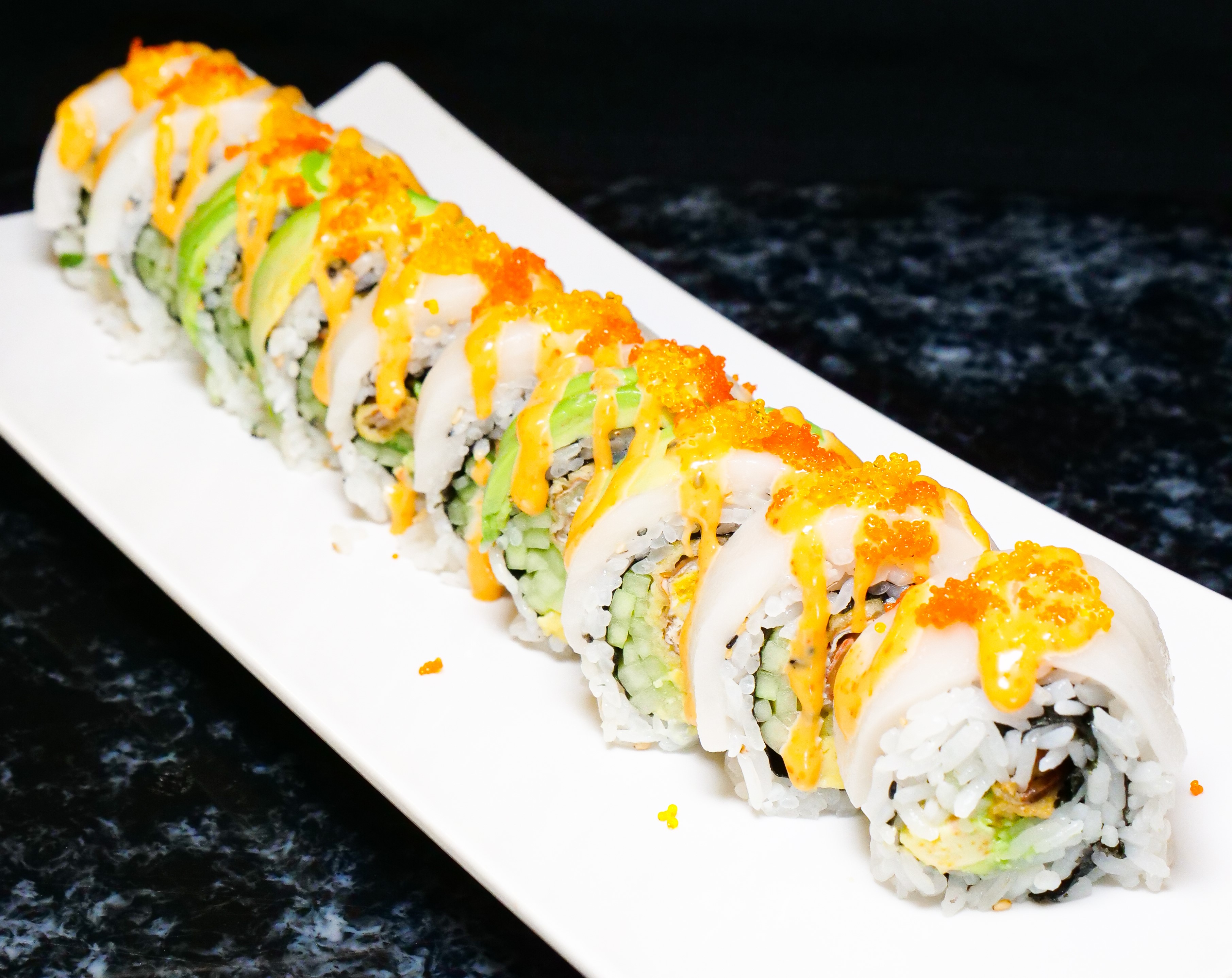 Order 15. White Dragon Roll food online from Yummy store, Chicago on bringmethat.com