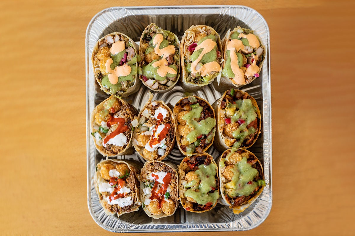 Order Medium Burrito Box food online from Spitfire Tacos store, San Diego on bringmethat.com