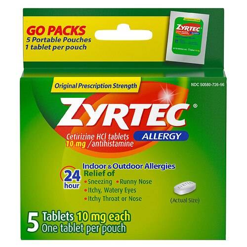 Order Zyrtec 24 Hour Allergy Relief Tablets, Cetirizine HCl - 5.0 ea food online from Walgreens store, Plainfield on bringmethat.com