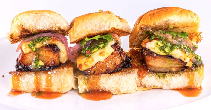 Order Crispy Pork Belly Sliders food online from Cracked By Chef Adrianne store, South Miami on bringmethat.com
