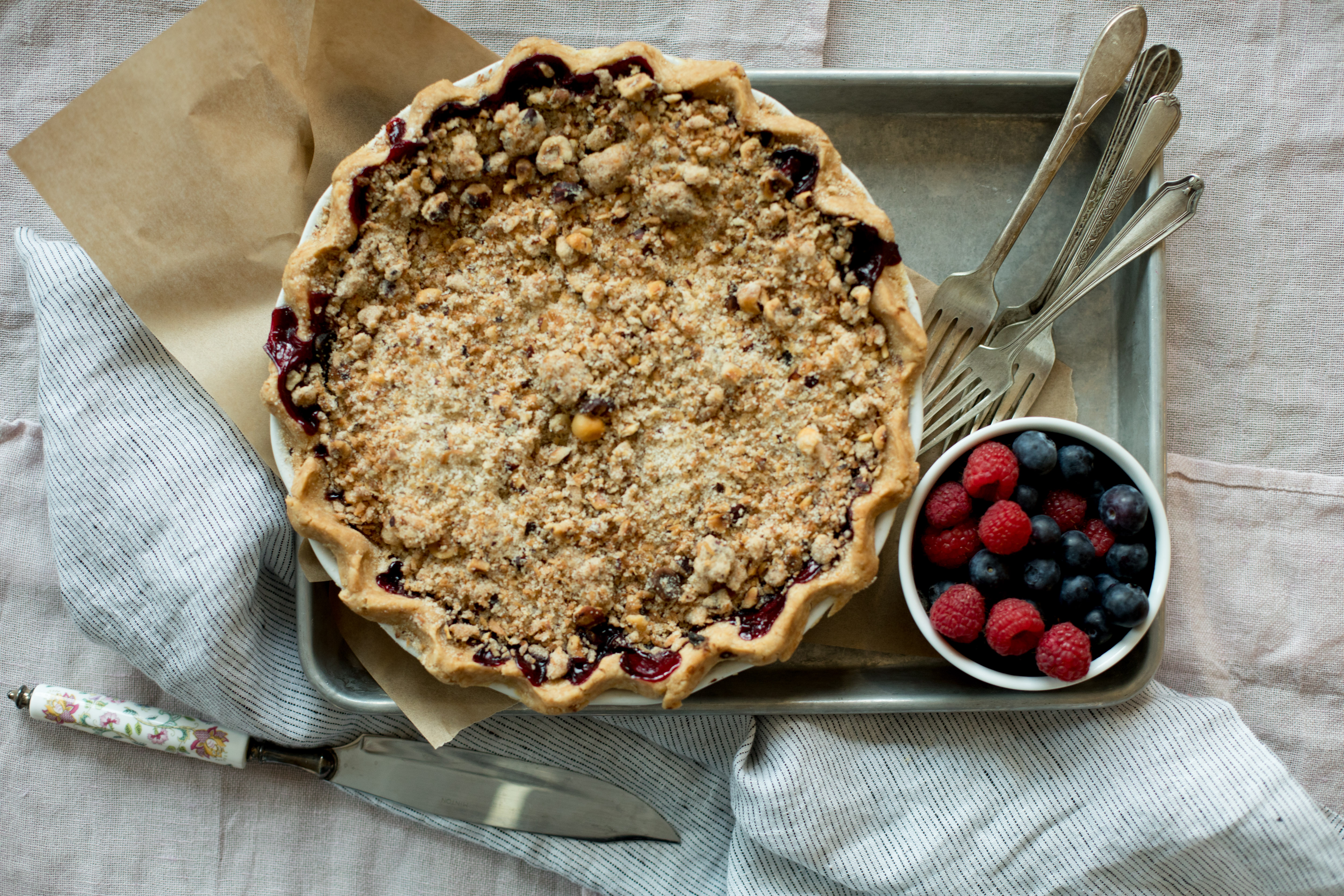 Order Bumble Berry Peach Pie-slice food online from Petunia Pies & Pastries store, Portland on bringmethat.com