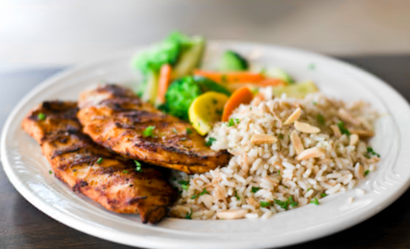 Order Kid's Grilled Chicken Breast with Rice & Veggies food online from Maya Bistro store, Arlington on bringmethat.com