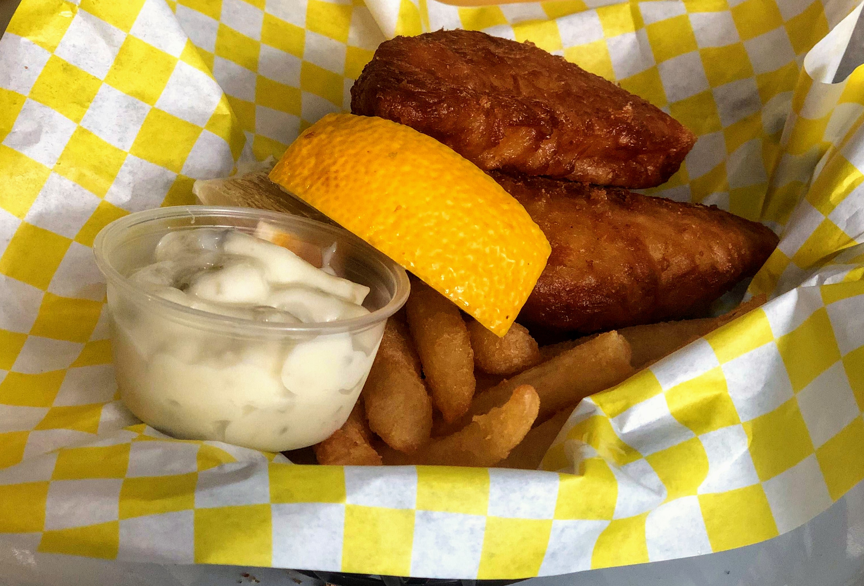 Order Fish and Fries (Chips) (Alaskan Cod) food online from Muncheez store, Miami Beach on bringmethat.com