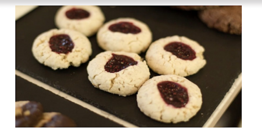 Order Gluten Free Raspberry Thumbprint Cookie food online from Tomato Pie Cafe store, Lititz on bringmethat.com