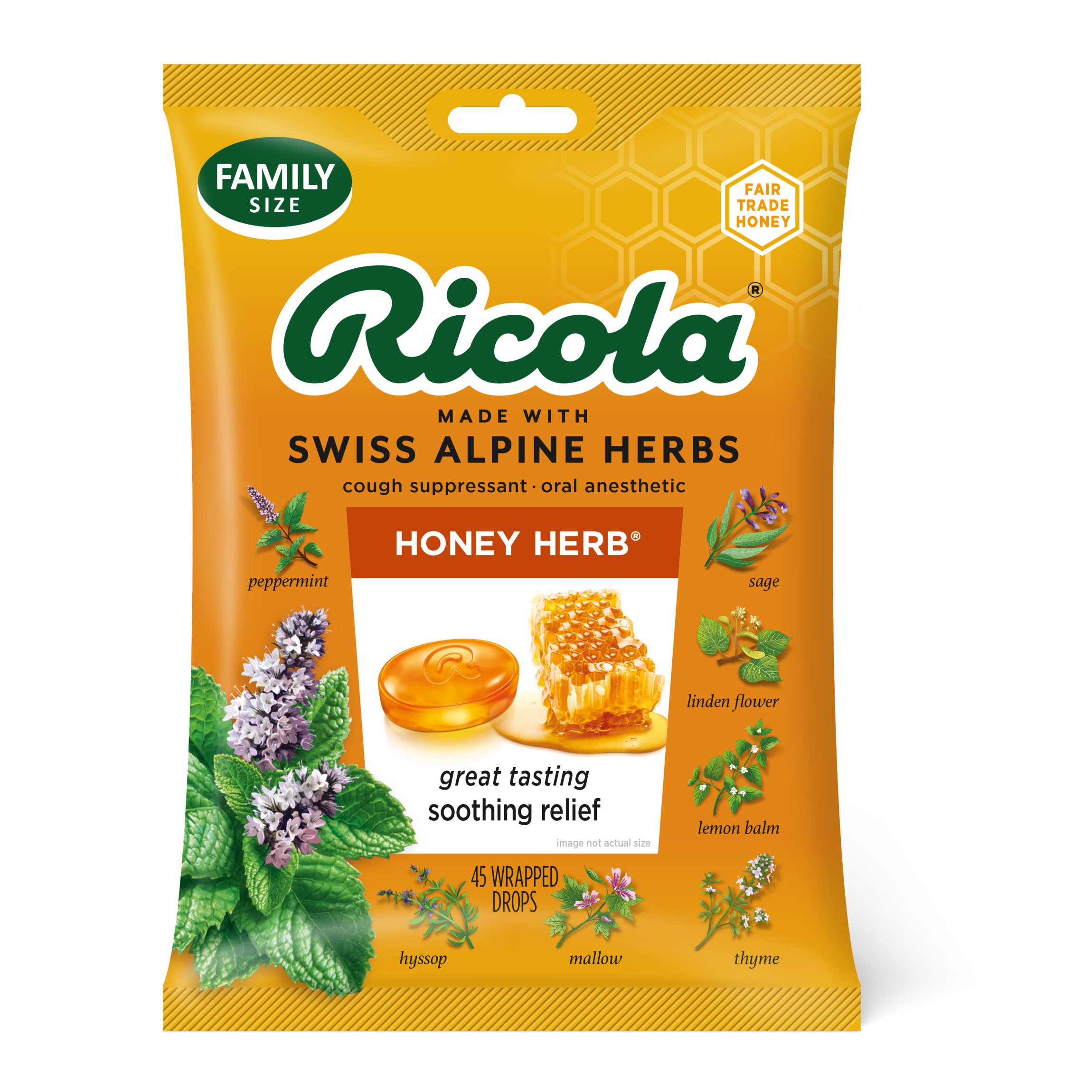 Order Ricola Honey Herb Cough Drops - 45 ct food online from Bartell store, Edmonds on bringmethat.com