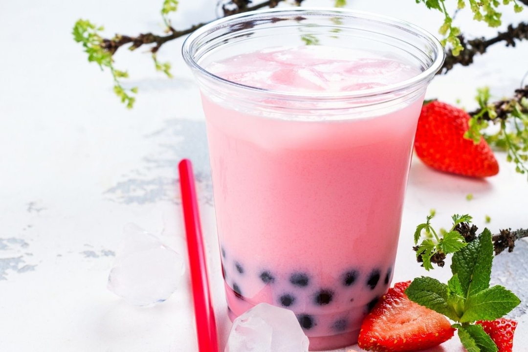 Order TESLA : Strawberry Boba Bubble Tea (Large 22 oz) (3PD) food online from Chaang Thai Restaurant store, Morgantown on bringmethat.com