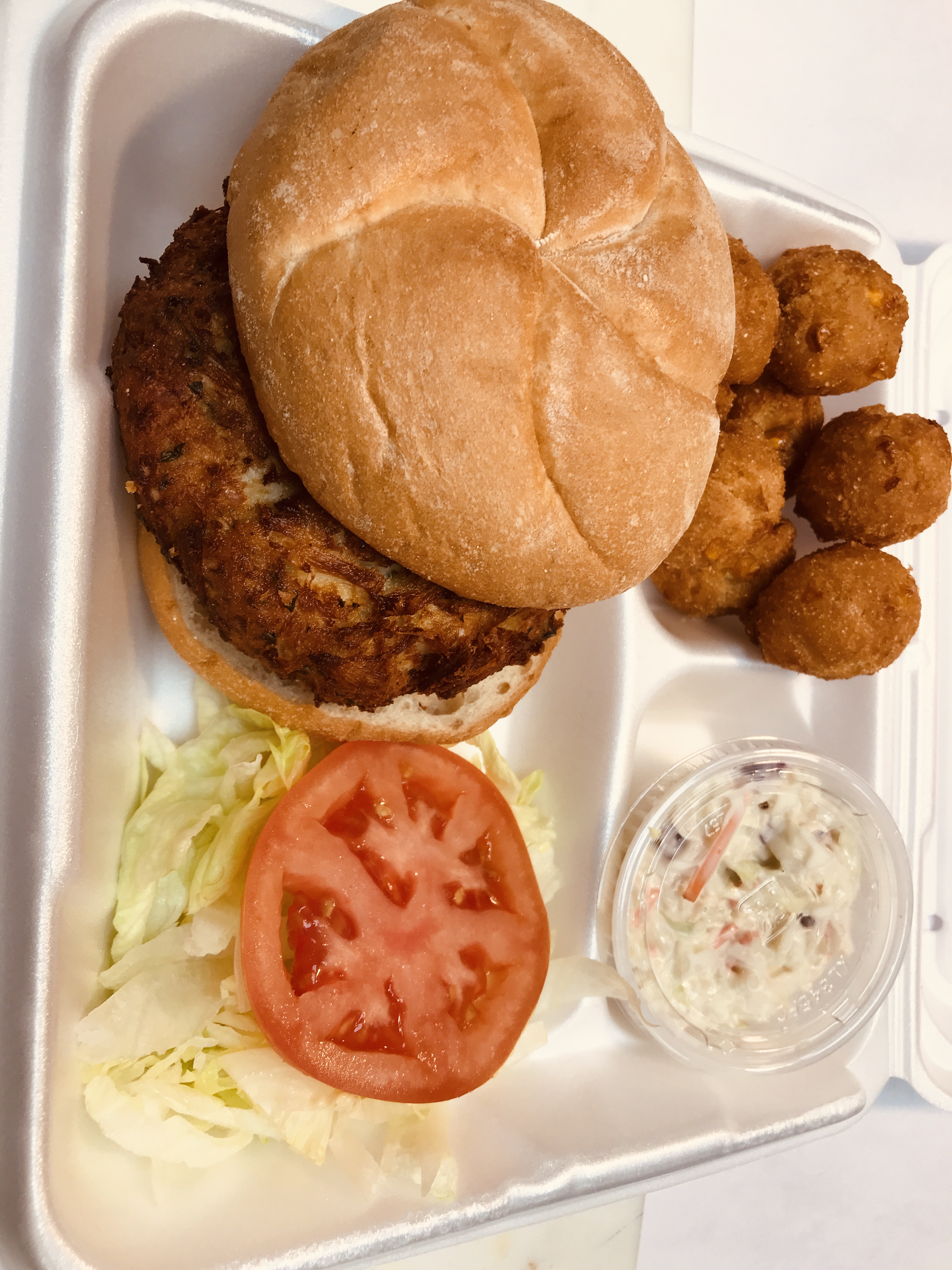 Order 8. Jumbo Lump Crab Cake Sandwich food online from Cameron Seafood store, Oxon Hill on bringmethat.com