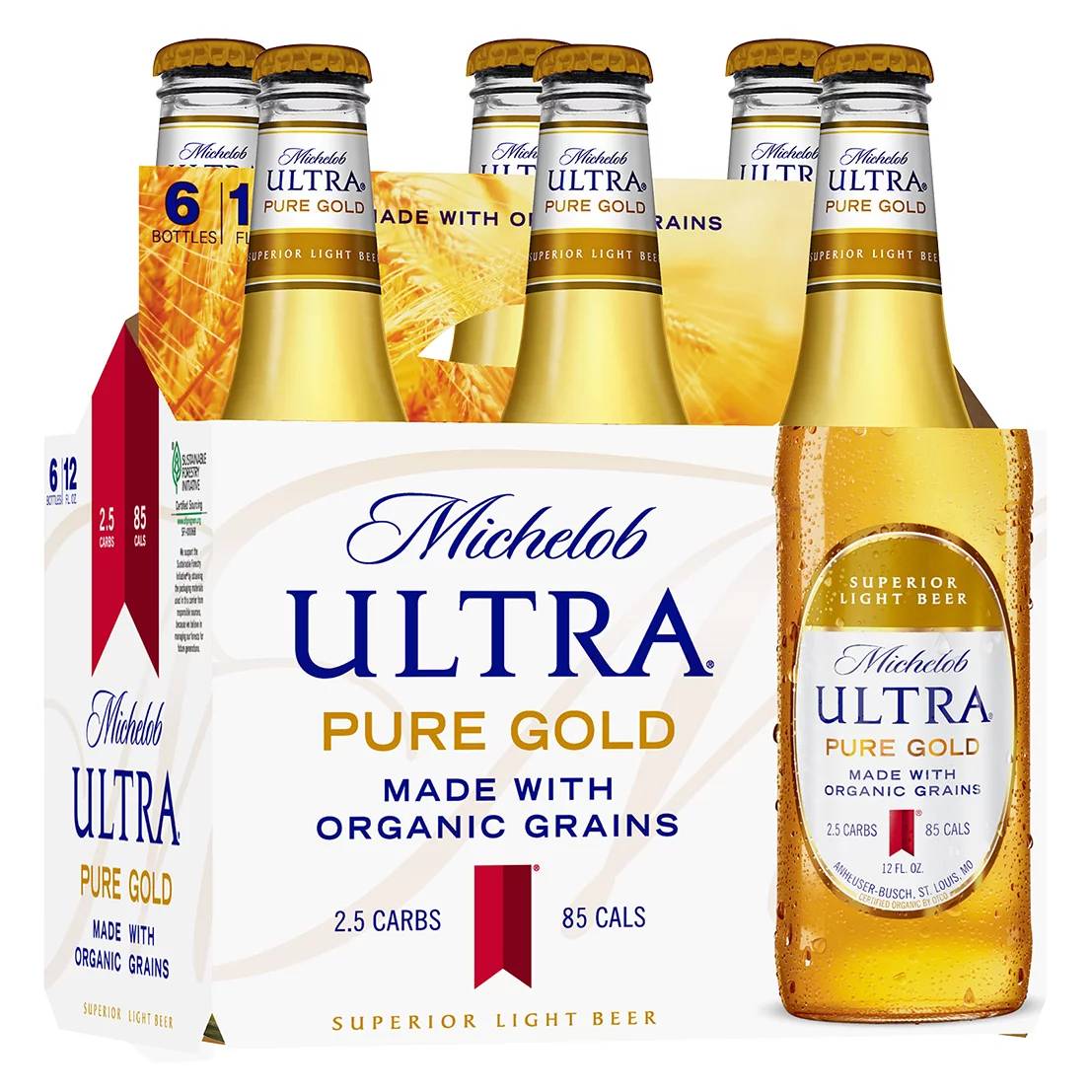 Order Michelob Ultra Pure Gold, 6pk-12oz bottle beer food online from Tejas Liquor store, Austin on bringmethat.com